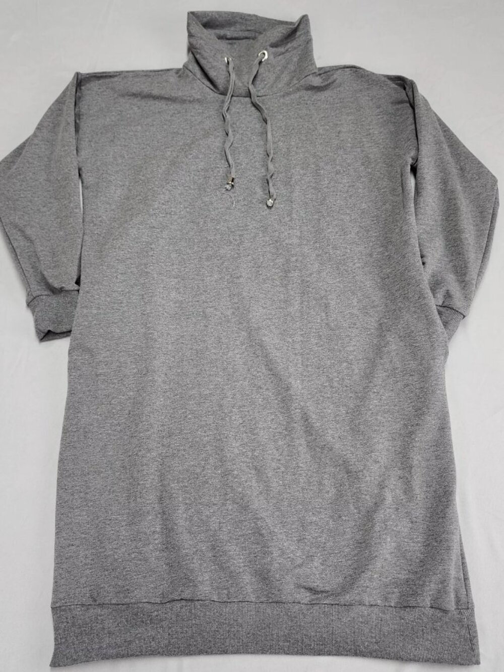 Refka Basic Women's Size M Gray Turtleneck Sweater Dress Drawstring Long Sleeve